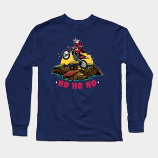 Motocross Santa Claus Making a Bike Jump Long Sleeve T-Shirt